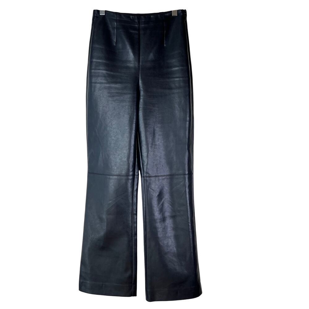 Aritzia Wilfred Porto Faux Leather Kick Flare Pants High Rise Black 00 Flat